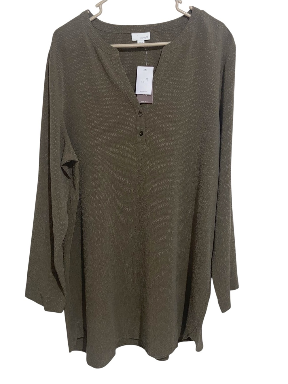 J. Jill Tunic Dress Womens Large Textured Henley Lagenlook Minimalist Pure Jill